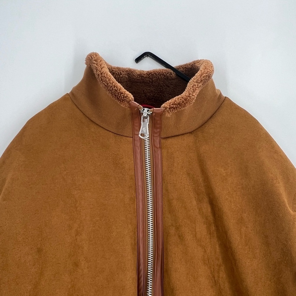 Robert Graham Faux Suede Bomber Sherpa Stand Collar Jacket In Tan
